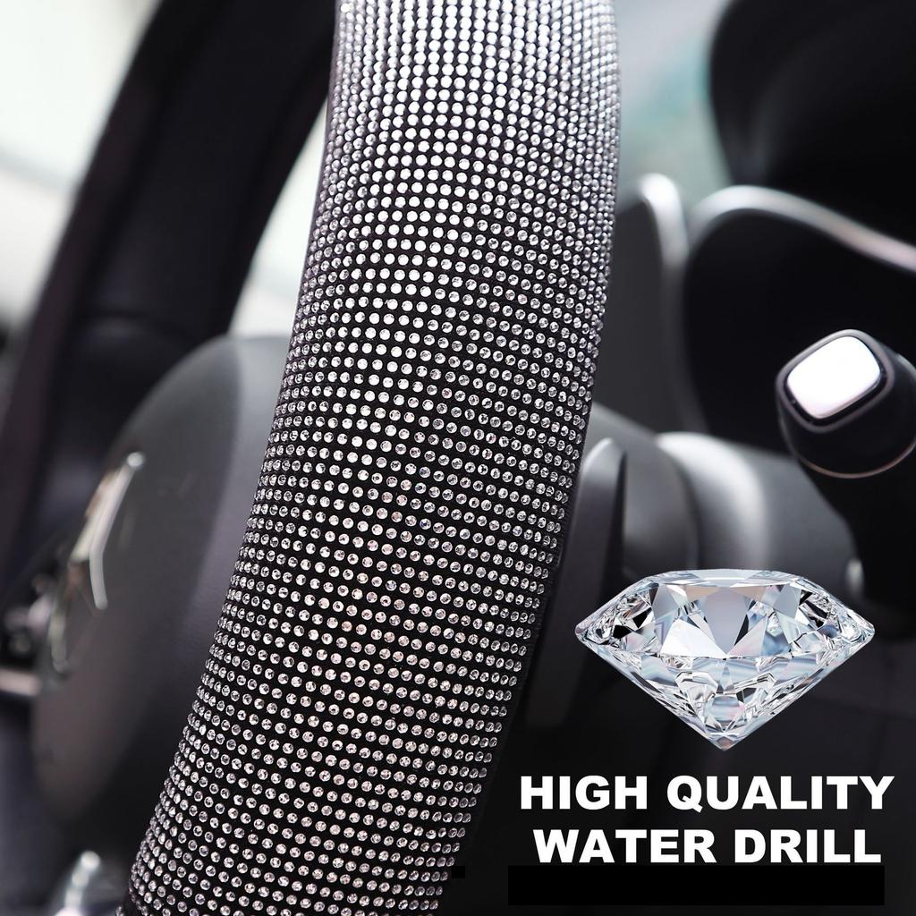 Capa de volante de carro de cristal para mulheres e meninas, capa de volante com glitter, brilhante, strass, diamante, proteção de direção de carro