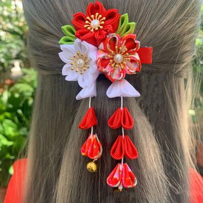 Cloth Japanese Kimono Headwear Hanfu Accessories Tassel Flower Hairpin  Women