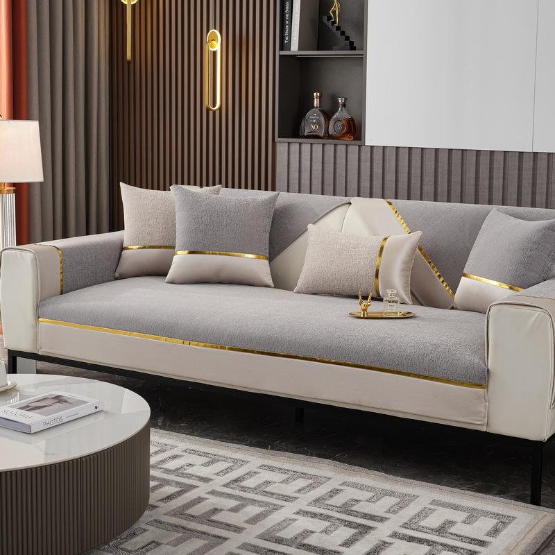 Žinylkový Lehký Luxusní Moderní Polštář na Pohovku Čtyřsezónní Univerzální Sedák Špičkový Protiskluzový Kožený Potah na Pohovku Ručník na Opěradlo Látkový Potah