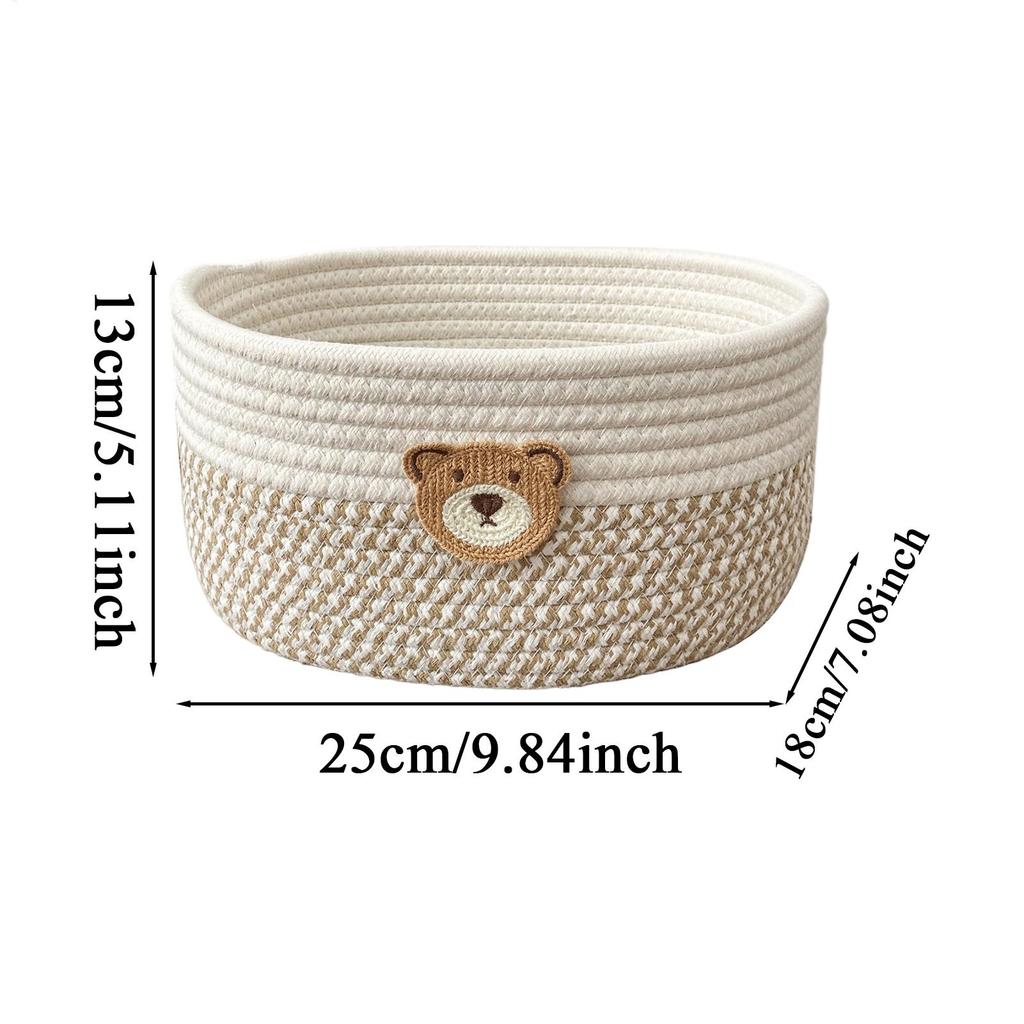 Cotton Rope Storage Basket Woven Organizer Bin 25x18cm Household Cosmetic Hairpin Deposit Container Book Toy Classification Case
