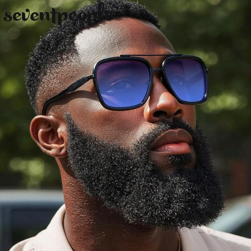 Oversized Square Steampunk Sunglasses Men Luxury Brand Vintage Metal Double Beam Sun Glasses Trendy Outdoor Shades For Male