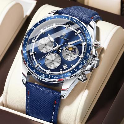 Pánské náramkové hodinky Vodotěsné Luminiscenční Chronograf Datum Hodinky Pro Muže Nerezová Ocel Quartz Pánské Hodinky Reloj
