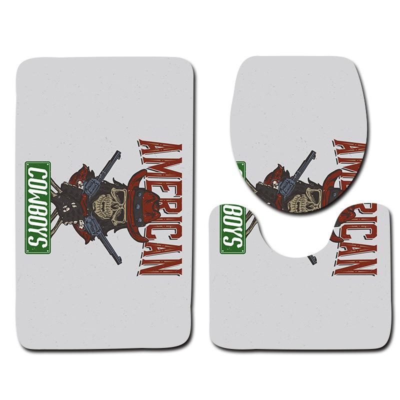 Toilet Three-Piece Floor Mat Bathroom Toilet Carpet Doormat