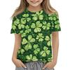 Children's Fashion Casual Short-sleeved St. Patrick Print Crew-neck T-shirt Top