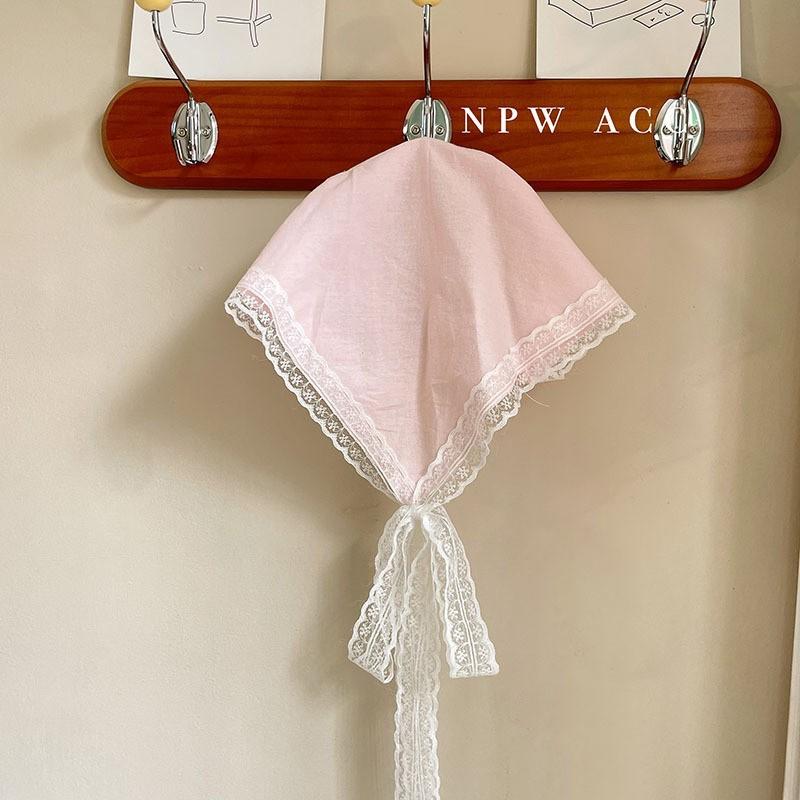The New Summer Ins High-end Lace Headscarf Pastoral Style Baotou Triangle Scarf Headband Female Light Luxury Headdress Hair Accessories