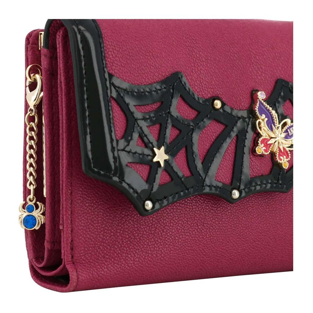 Bifold Wallet Clasp Genuine Leather Poison 316551 Gothic Goth Halloween Spider Web Goat Leather Cowhide Leather Navy [ANNA SUI] [ANNA SUI] Women's