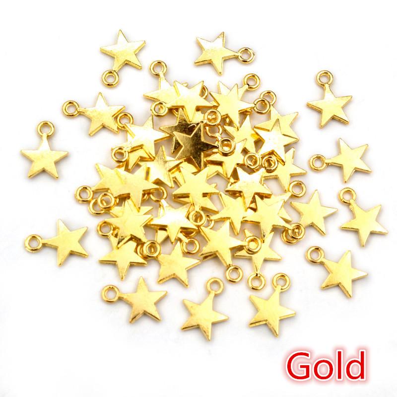 100 Stück Charms Stern 11x8mm Handgefertigt Bastelanhänger Herstellung passend, Vintage Tibetische Bronze Silber Farbe, DIY Für Armband Halskette