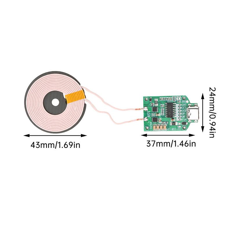 15W Type-C Wireless Charging Module Coil Transmitter Board High Efficiency Inductive Charger Diy Circuit Module