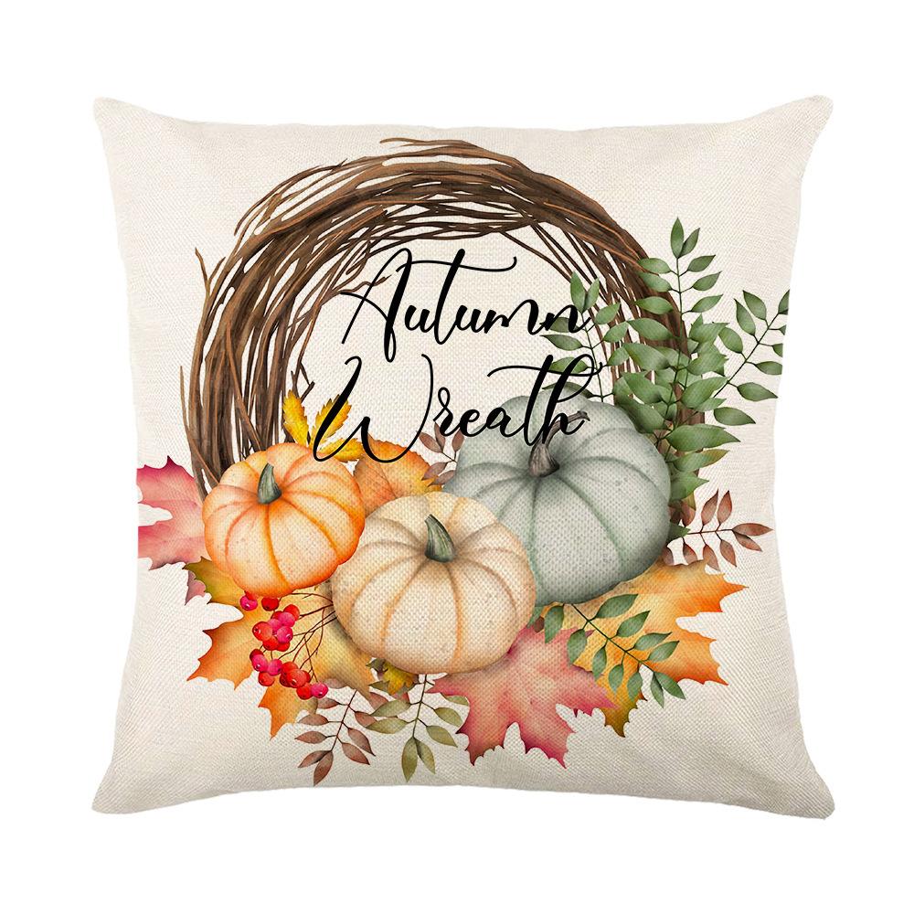 New Thanksgiving Throw Pillow Cover Autumn Pumpkin Waist Cushion Cover Home Sofa Back Cushion