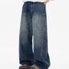 Mens Wide Leg Denim Pants With Rhinestone Embellishment Relaxed Fit Straight Cut Jeans Casual Wear
