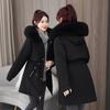 New Autumn and Winter Parka Mid-length Cotton Jacket with Removable Sleeves Hooded Large Wool Collar Cotton Jacket