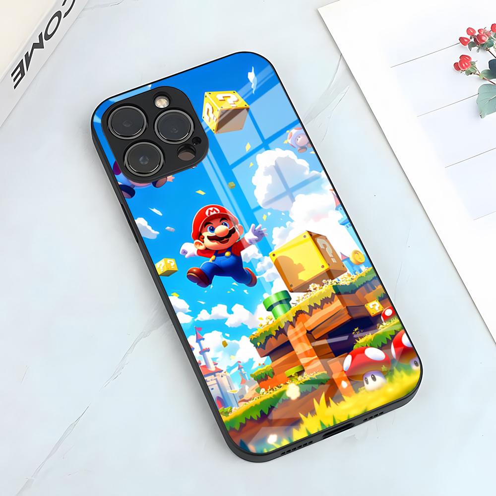 Game Super Mario Phone Case For IPhone 17 Pro Max 15 Pro 16 14 Plus 12 13 Mini 11 Pro Shockproof Glass Cover