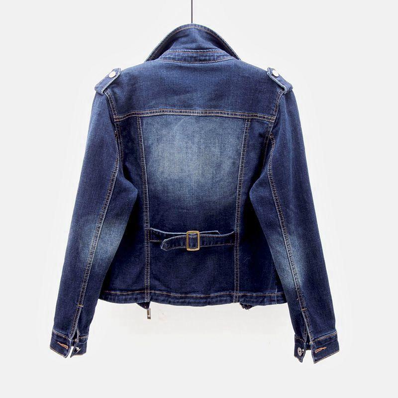 Denim Jacket Ladies Short Spring and Summer Motorcycle Jacket Chic Cardigan