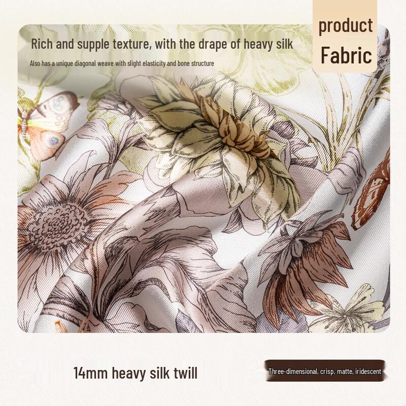 Shanghai Story 100% Mulberry Silk Double-Sided Floral Square Scarf