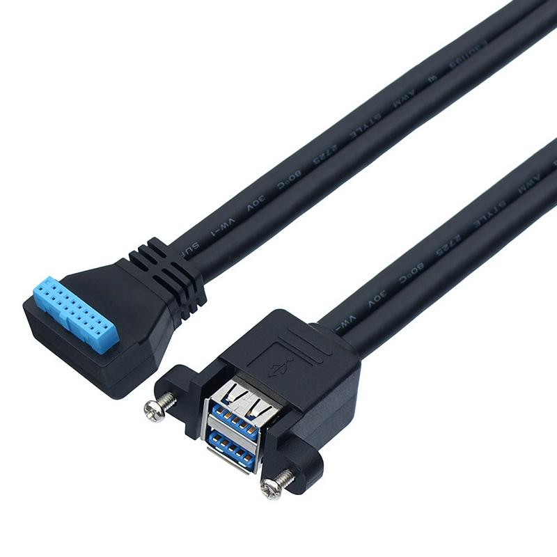 

0.5m Double-Layer USB3.0 Connector with Fixed Screw Hole to 20 Pin Elbow Extension Cable As Shown A