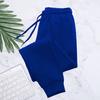 Men Solid Color Casual Sweatpants Drawstring Elastic Waistband Pockets Sport Pants Wide Leg Jogging Pants