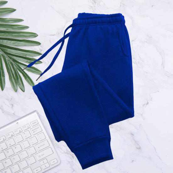 Men Solid Color Casual Sweatpants Drawstring Elastic Waistband Pockets Sport Pants Wide Leg Jogging Pants