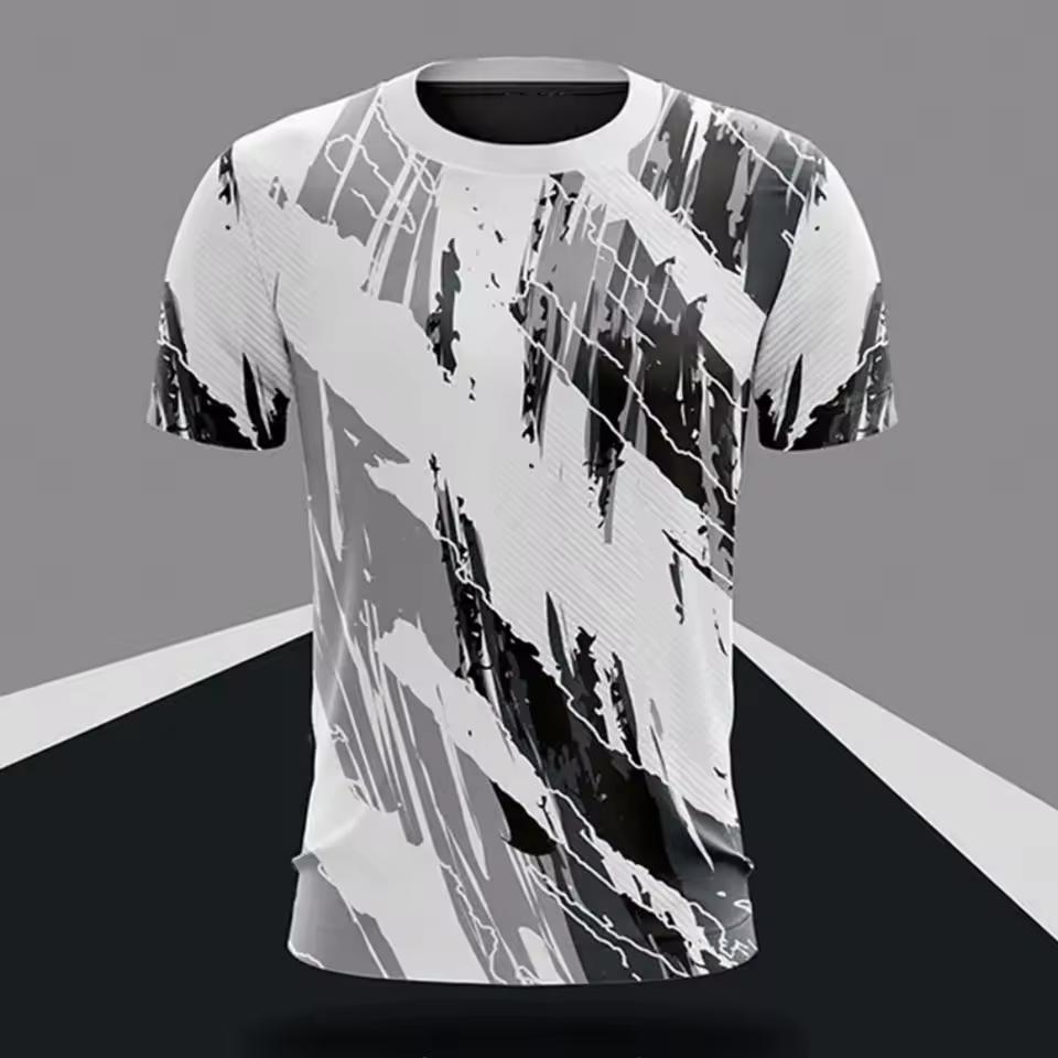 Men's T-Shirts Crew Neck Short Sleeve Colourful Print Tennis Series Sportswear T-Shirt Gym Tops Short Sleeved O-Neck Tshirts