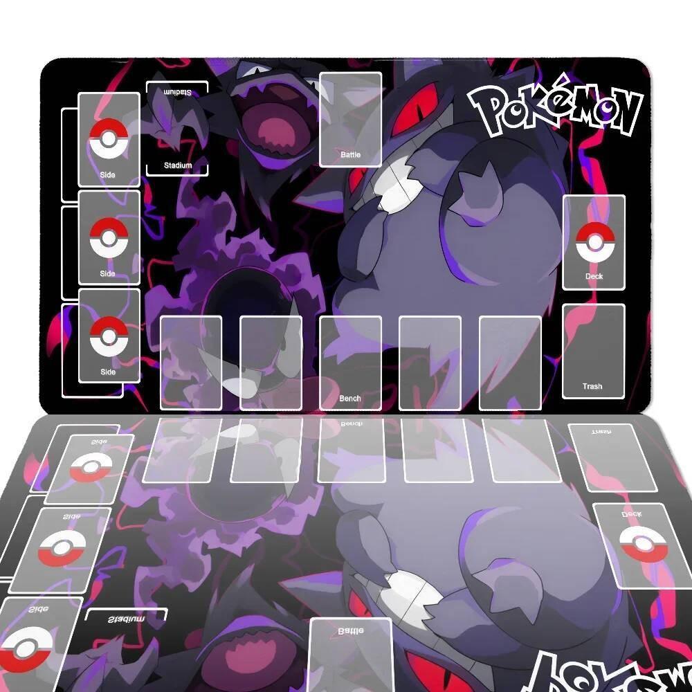 PPokemonGengar Grande Playmat Angewomon DTCG CCG Tappetino Gioco di Carte Collezionabili Tappetino Gioco da Tavolo Tappetino Mouse in Gomma Alta Qualità Gratuito