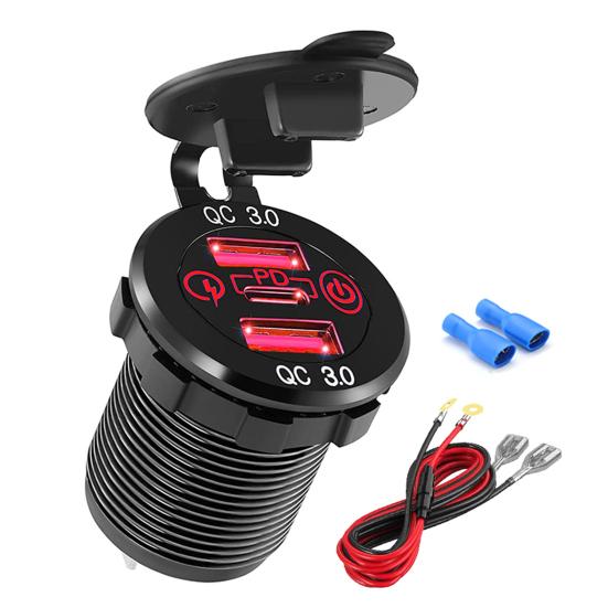 Car Charger Dual USB Outlets Fast Charging 45W PD QC3.0 Auto