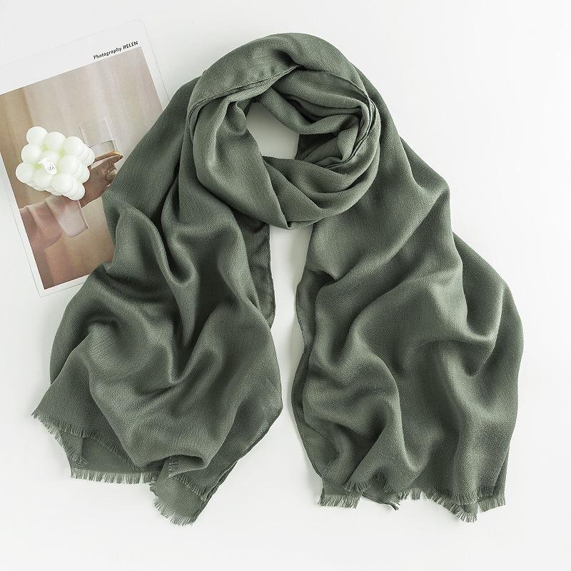 New Herringbone Pattern Single Color Versatile Imitation Cashmere Scarf for Women Simple Casual Style Tassel Warm Shawl