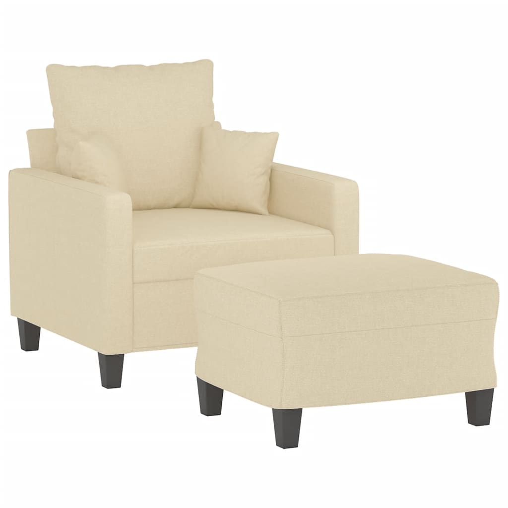 Armchair with Ottoman Cream 60 cm Fabric