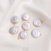 Natural Baroque Irregular Pearl Double Hole Rice Bead Flat Round Pendant for Handmade DIY Bezel Setting