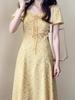 Dopamine Wears French Yellow Floral Dress Women's New Summer Beautiful Long Dress Small Man
