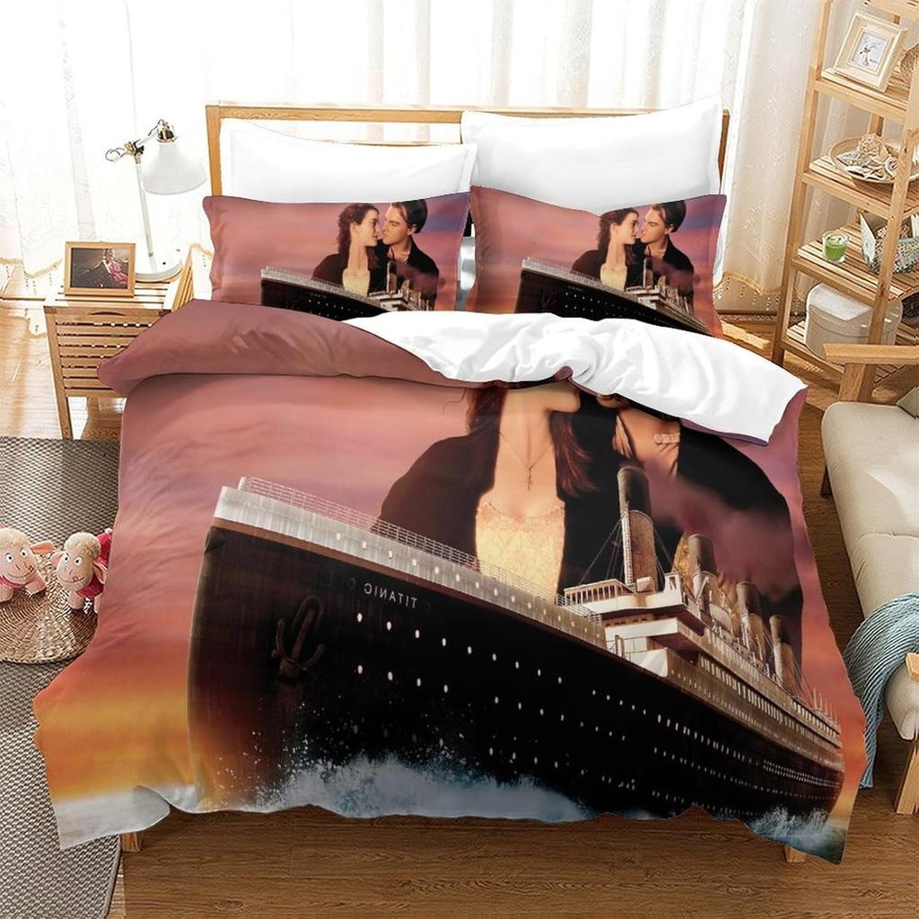 Copripiumino Federa Amore Romantico Titanic Jack Rose Set Biancheria da Letto Adulto Ragazzo Ragazza Decorazione Camera da Letto Singolo Matrimoniale Grande