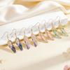 Gradient Feather Dangle Earrings Iridescent Enamel Leaf Drop Earrings Gold Tone Hook Earrings for Women