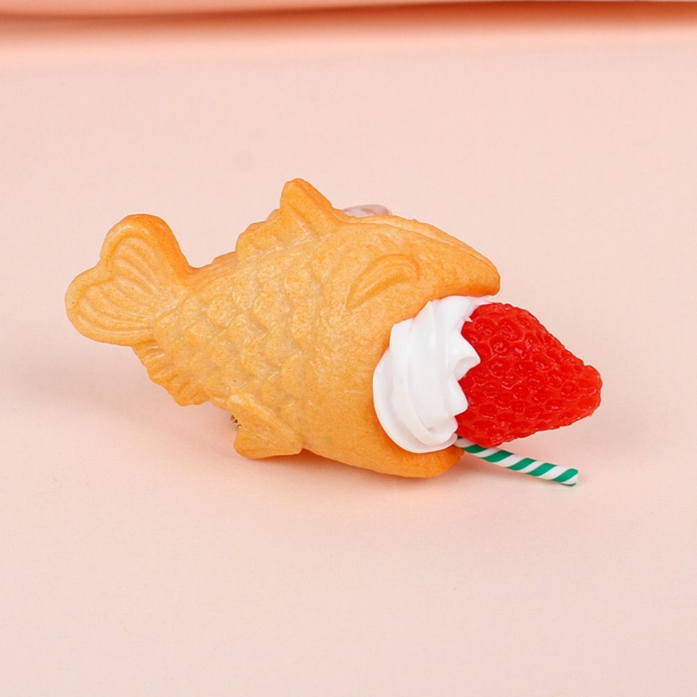 Simulation Small Fish Dried Cake Keychain Keyring Fruit Ice Cream Food Toy  Couple