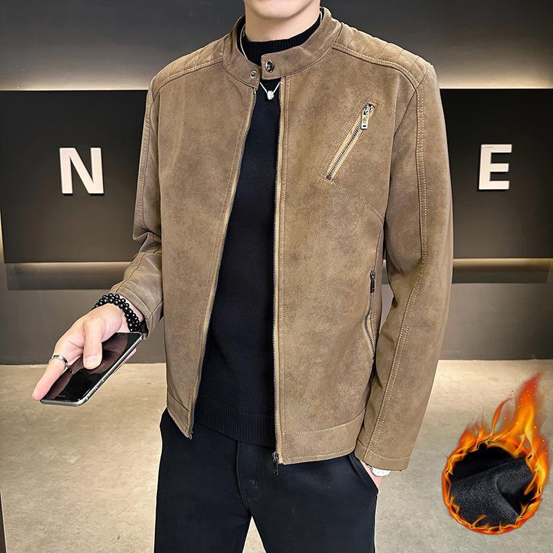 

Утепленная флисом кожаная куртка кожаная мужская кожаная куртка осень и зима одежда для мотоциклистов повседневная свободная куртка со стойкой воротником мужская 4XL