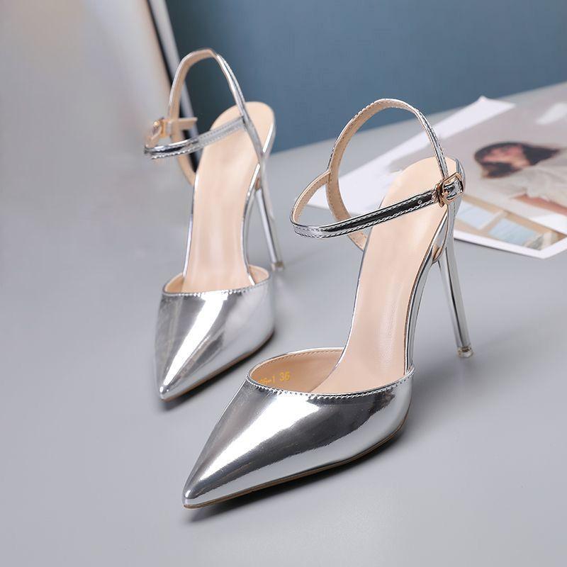 2025 spring and summer bag head word with high-heeled sandals women sexy pointed small man with skirt thin-heeled sandals women