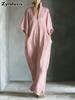 Summer Women's Long Sleeve V-Neck Loose Dress