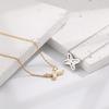 Seiko Gold V X-Shaped White Shell Cross Pendant Necklace for Women