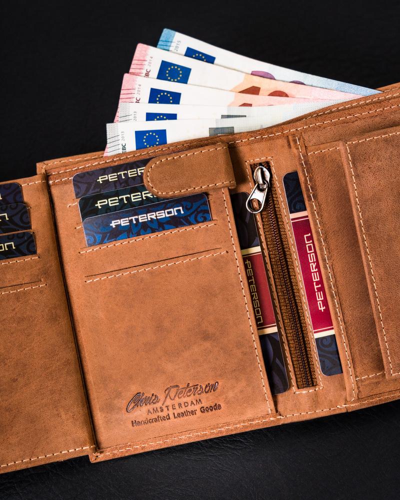 Men's leather wallet with zipper pocket - Peterson