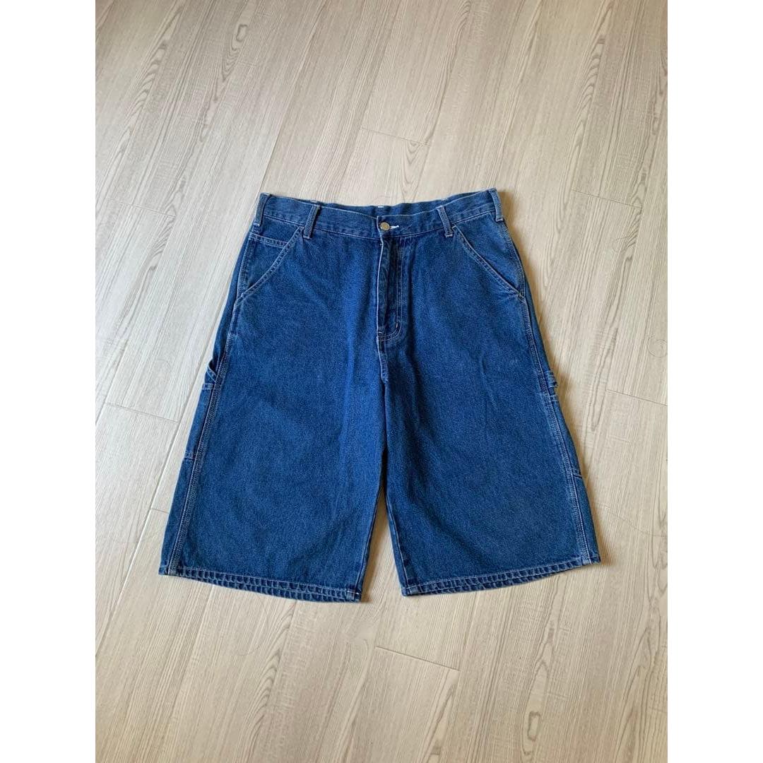 Dark blue denim cargo shorts