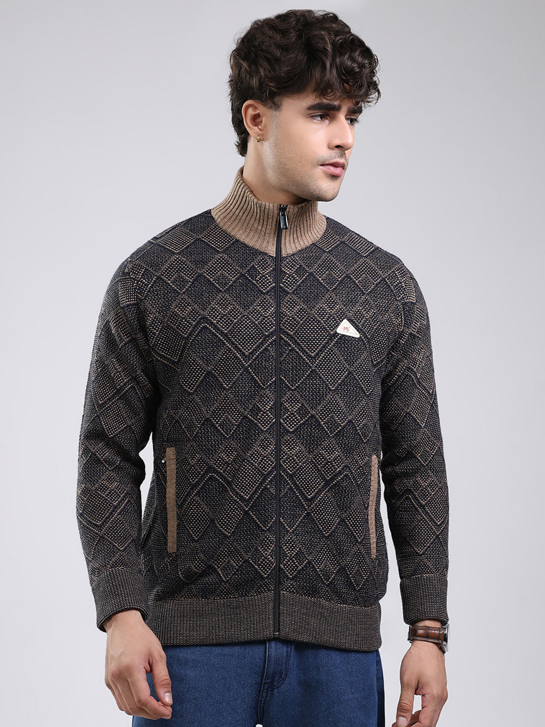 Monte Carlo Mens Regular Fit Self Designed Jacket L