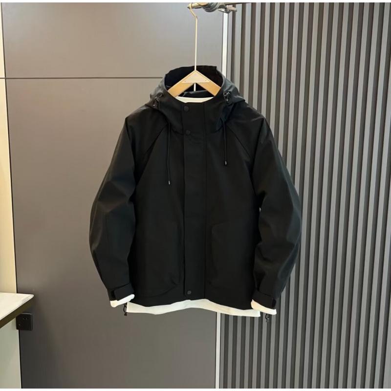 Men's Cotton-Padded Windbreaker: Hooded, Solid Color, Casual Loose-Fit Jacket for Autumn/Winter