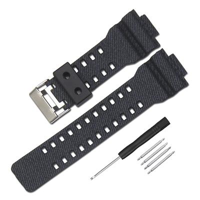 16mm Gestreiftes Uhrenarmband Wasserdichtes Ersatzarmband für Casio und Armband, G-Shock G-8900A, GR-8900A, GW-8900A, GA-110, GA-100, GD-100, GD-110 (Schwarz)