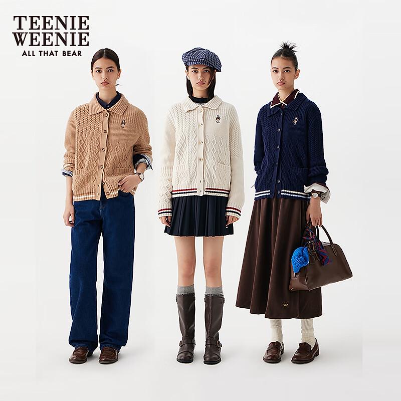 Teenie Weenie Women's Polo Collar Colorblock Knit Cardigan