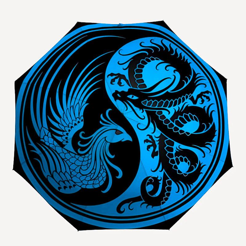 

1pc Dragon Phoenix Automatic Open/Close Umbrella with Folding feature Compact Travel Umbrella, Lightweight design, for Commuting, Business067