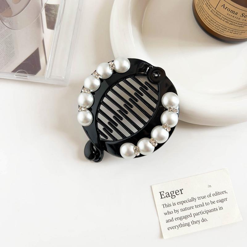 Wind Pearl Diamond-encrusted Hair ClipBlack Ponytail ClipBanana Clip Hair Comb Women's Hair Accessory