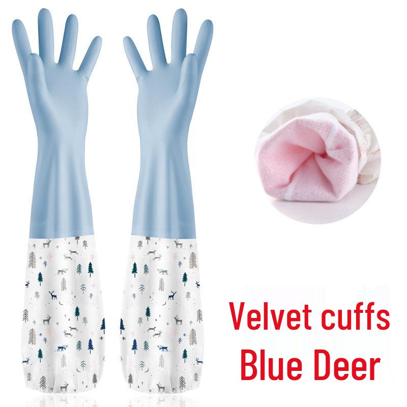 Fleece-Lined Waterproof Rubber Gloves for Dishwashing and Laundry