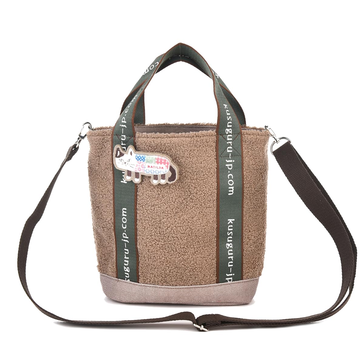 [Kusuguru Japan] Chic Boa Oval Bottom 2-Way Tote Bag, Women s, Mocha