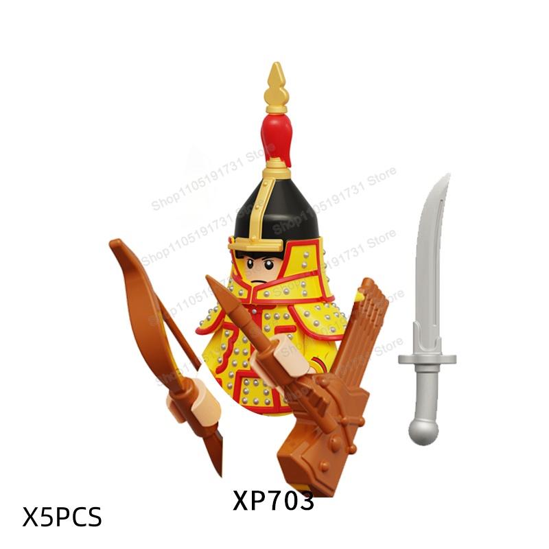 MOC Chinese Soldier Figures Building Blocks Shangzhou Dynasty Qin Dynasty Castle Warrior Knights Army Accessories Bricks Toys