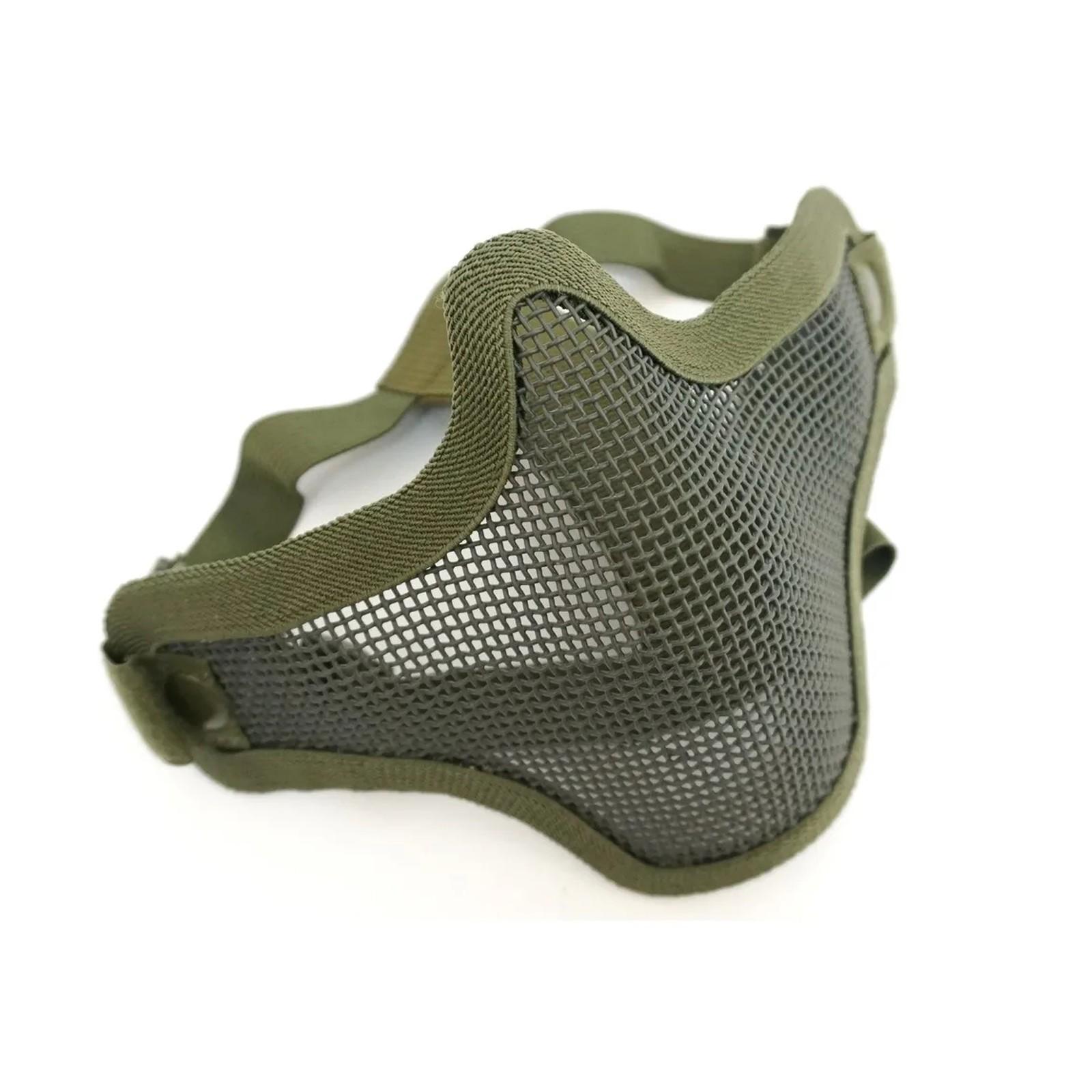 

Solid Color Steel Wire Mask With Double Straps And Half Face Protective Mask зелений