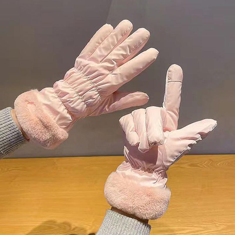 Padded Gloves Women Winter Thickened Warm Breathable Cycling Mountaineering Skiing Outdoor Sports Windproof Gloves