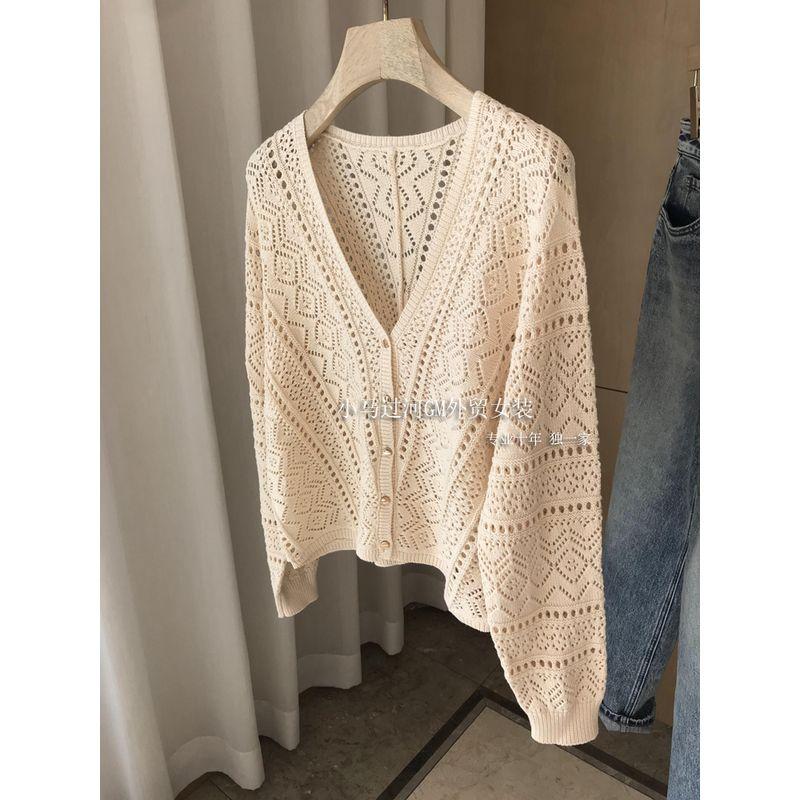 

Французский Одиночный Люксовый Бренд и Стиль S Channel! Звездный стиль ~ Ажурный свободный хлопковый кардиган-рубашка с длинными рукавами для помещений с кондиционером, женский Rice White XL