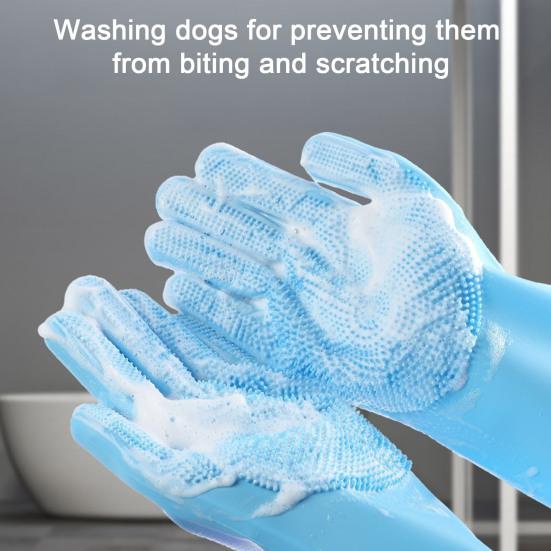 1 Pair Housework Gloves Silicone Cleaning Gloves with Anti-Slip Texture